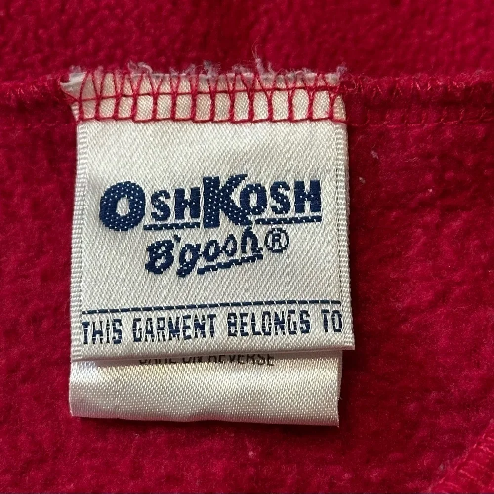 Oshkosh B’Gosh Vintage Girls Size 6 Red Fleece Rose Embroidered Button Up Jacket
